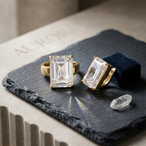 Luxury Emerald-Cut Crystal Gold Hoop Earrings