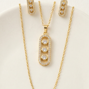 Oval Pendant Necklace & Matching Stud Ear Tops