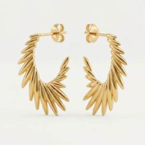 Modern Sunburst Spiked Hoop Earrings