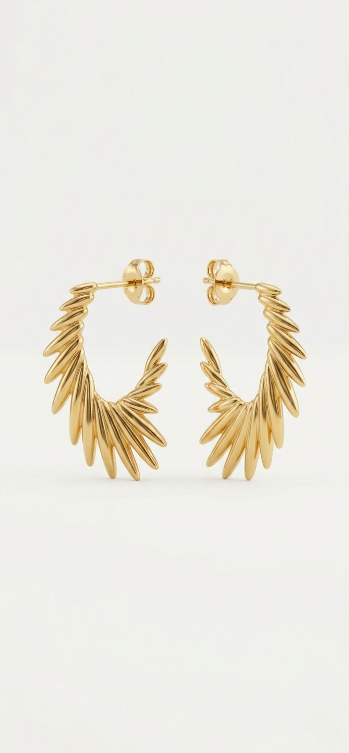 Modern Sunburst Spiked Hoop Earrings