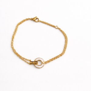 Elegant Gold Double Chain Circle Charm Bracelet