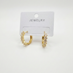 Elegant Gold-Toned Crystal Encrusted Huggie Hoop Earrings