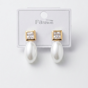 Classic Square Crystal & Teardrop Pearl