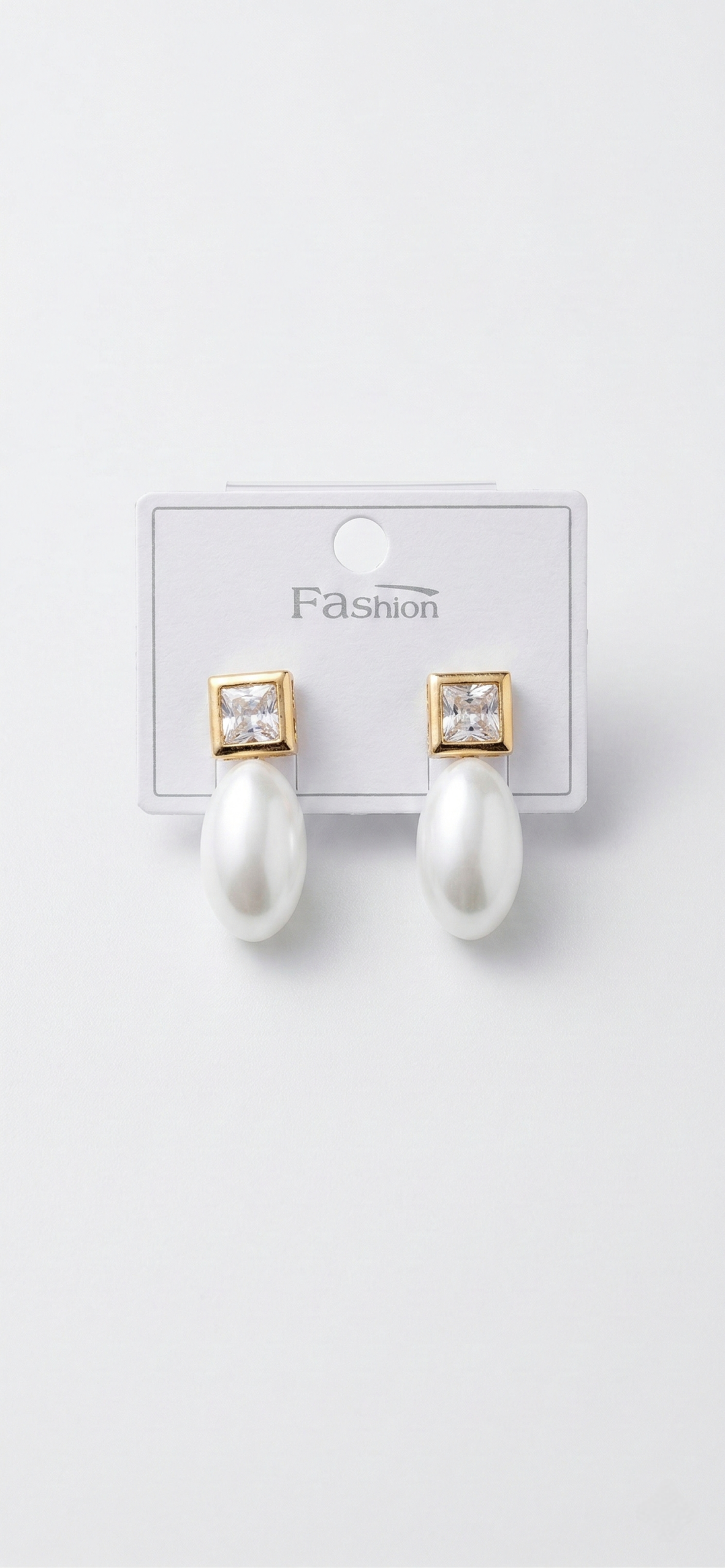 Classic Square Crystal & Teardrop Pearl