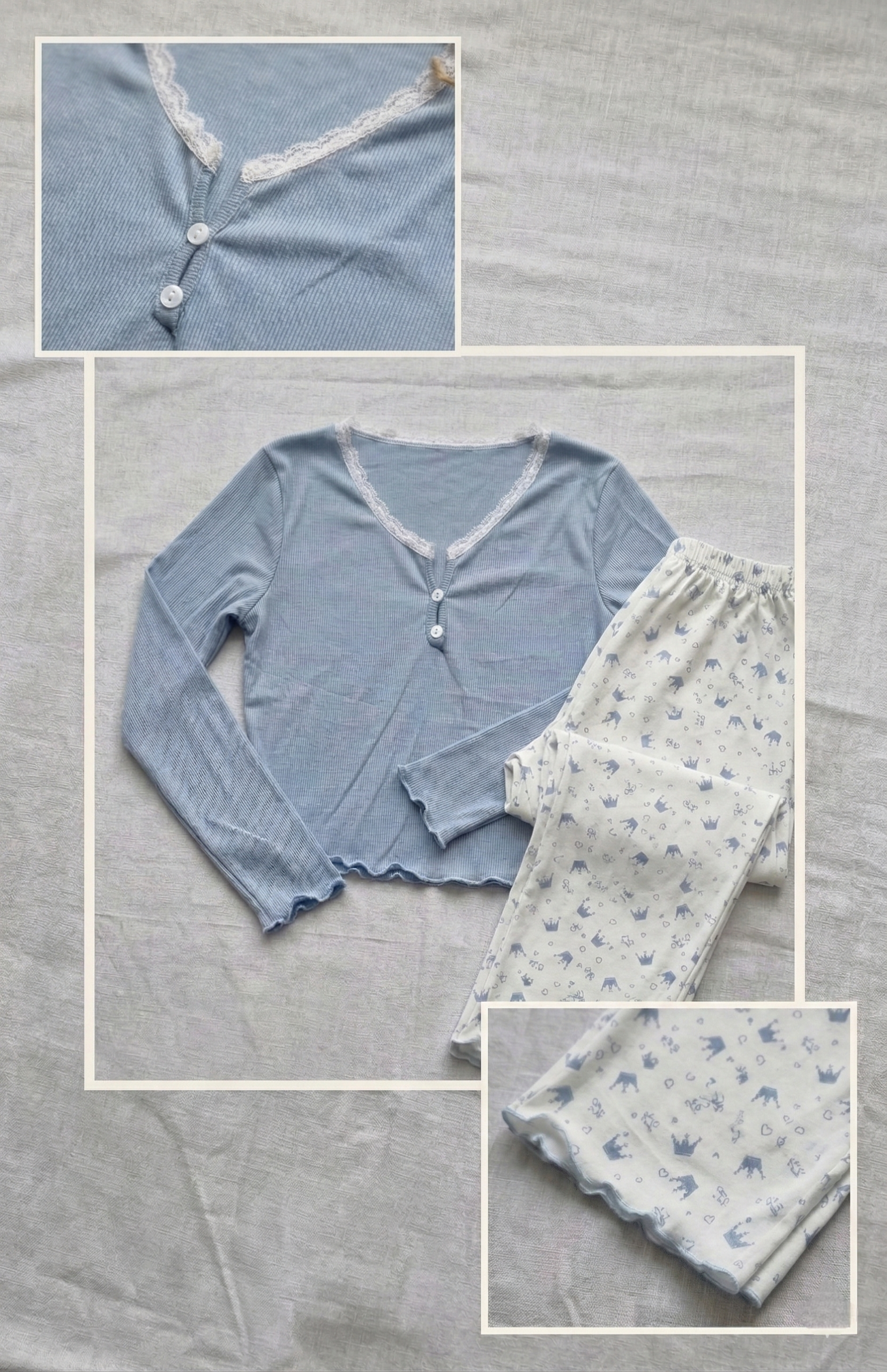 Women's Dusty Blue Long Sleeve Pajama Set