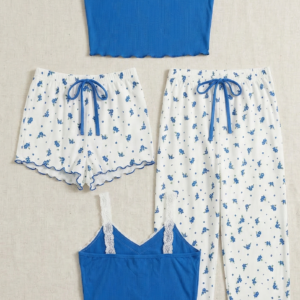 Women's Blue Floral Pajama Set