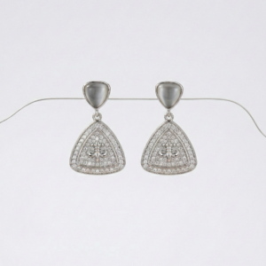 Vintage Fleur-de-Lis Pavé Drop Earrings with Cat's Eye Stone